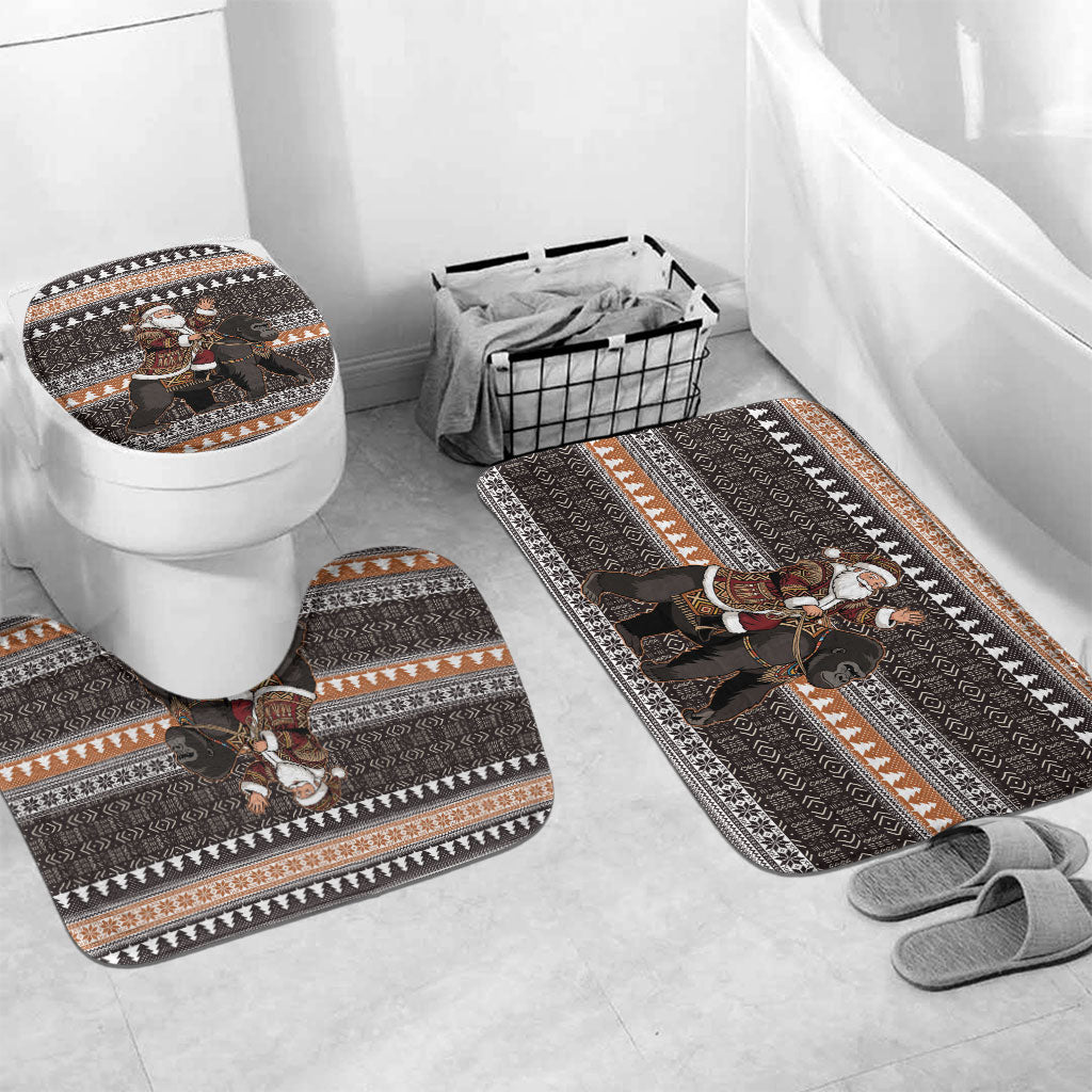 DR Congo Christmas Santa Gorilla Bathroom Set Kuba Inspired Geometric Pattern