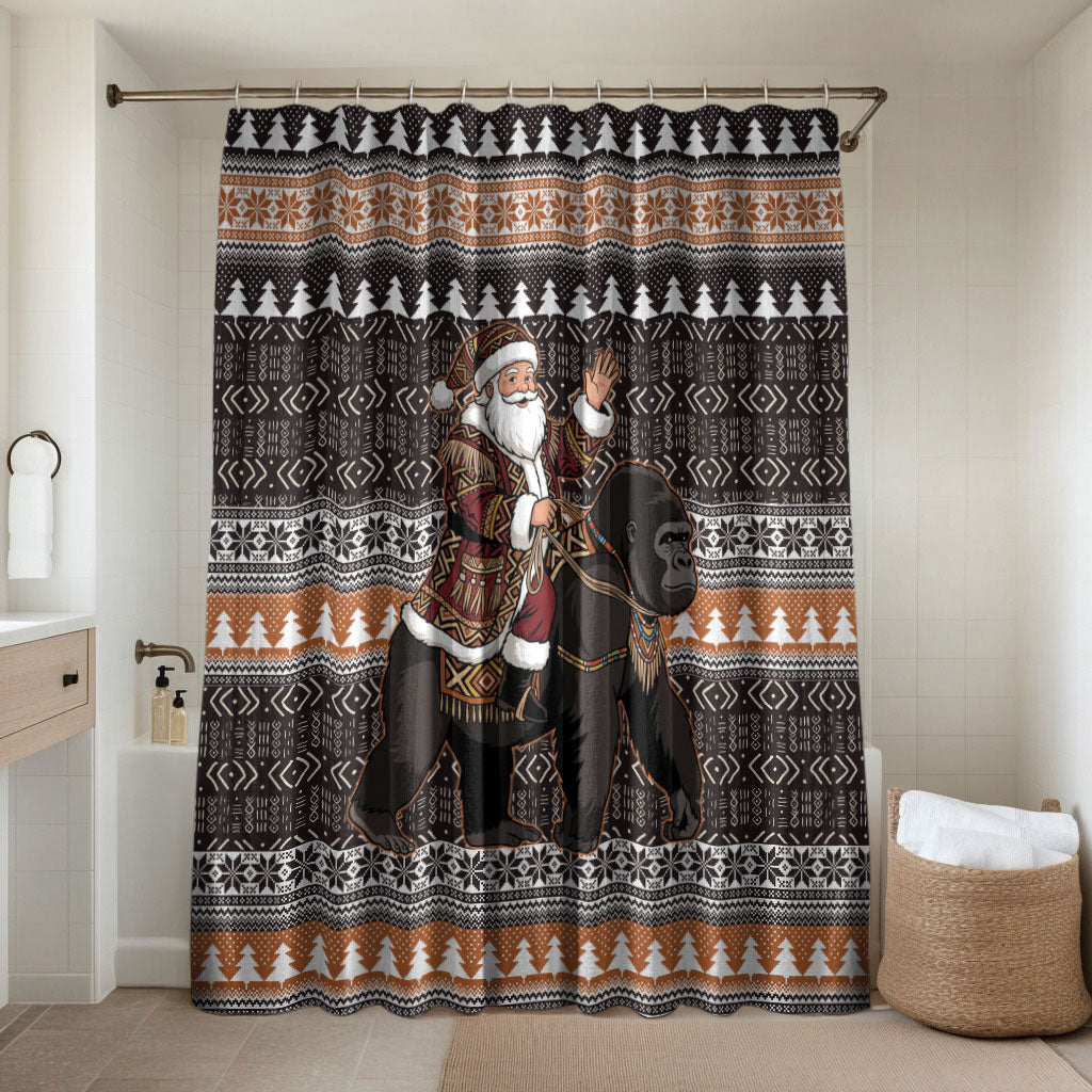 DR Congo Christmas Santa Gorilla Bathroom Set Kuba Inspired Geometric Pattern