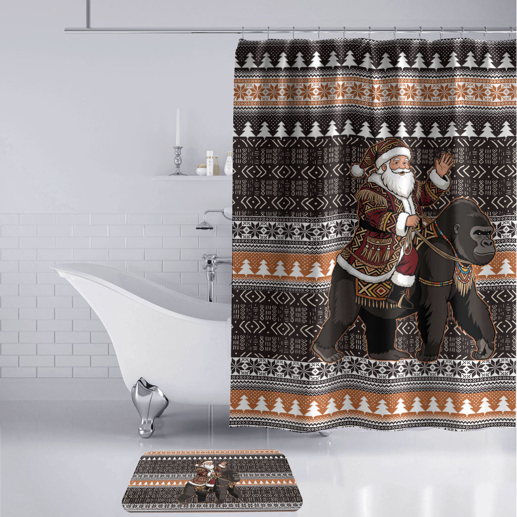 DR Congo Christmas Santa Gorilla Bathroom Set Kuba Inspired Geometric Pattern