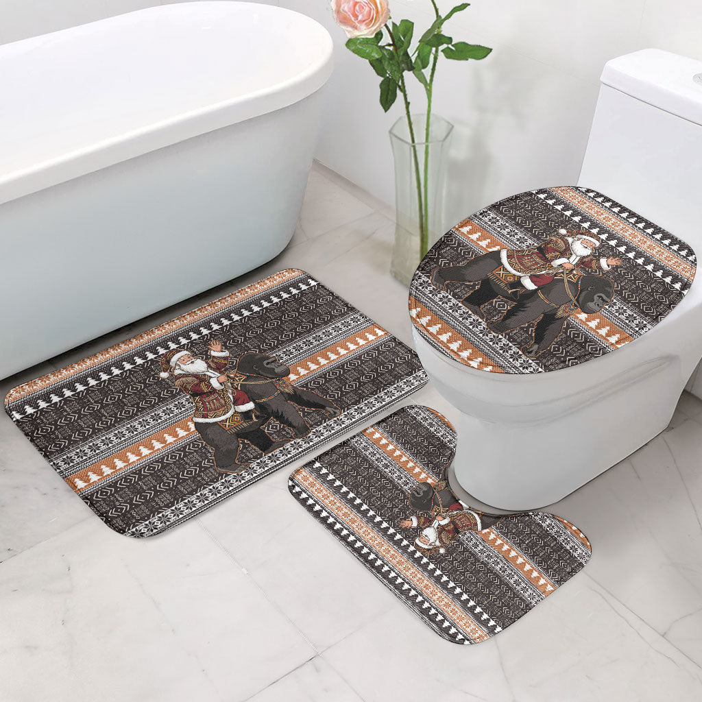 DR Congo Christmas Santa Gorilla Bathroom Set Kuba Inspired Geometric Pattern