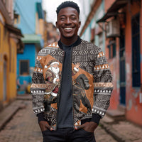 DR Congo Christmas Santa Gorilla Bomber Jacket Kuba Inspired Geometric Pattern