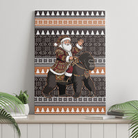 DR Congo Christmas Santa Gorilla Canvas Wall Art Kuba Inspired Geometric Pattern