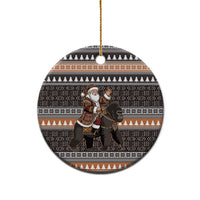 DR Congo Christmas Santa Gorilla Ceramic Ornament Kuba Inspired Geometric Pattern