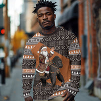 DR Congo Christmas Santa Gorilla Long Sleeve Shirt Kuba Inspired Geometric Pattern