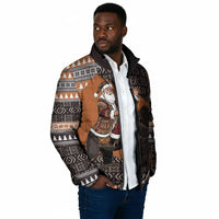 DR Congo Christmas Santa Gorilla Padded Jacket Kuba Inspired Geometric Pattern