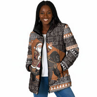 DR Congo Christmas Santa Gorilla Padded Jacket Kuba Inspired Geometric Pattern