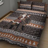 DR Congo Christmas Santa Gorilla Quilt Bed Set Kuba Inspired Geometric Pattern