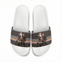 DR Congo Christmas Santa Gorilla Slide Sandals Kuba Inspired Geometric Pattern