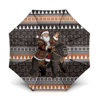 DR Congo Christmas Santa Gorilla Umbrella Kuba Inspired Geometric Pattern