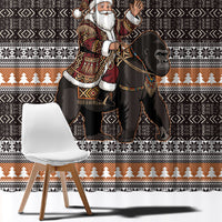 DR Congo Christmas Santa Gorilla Window Curtain Kuba Inspired Geometric Pattern