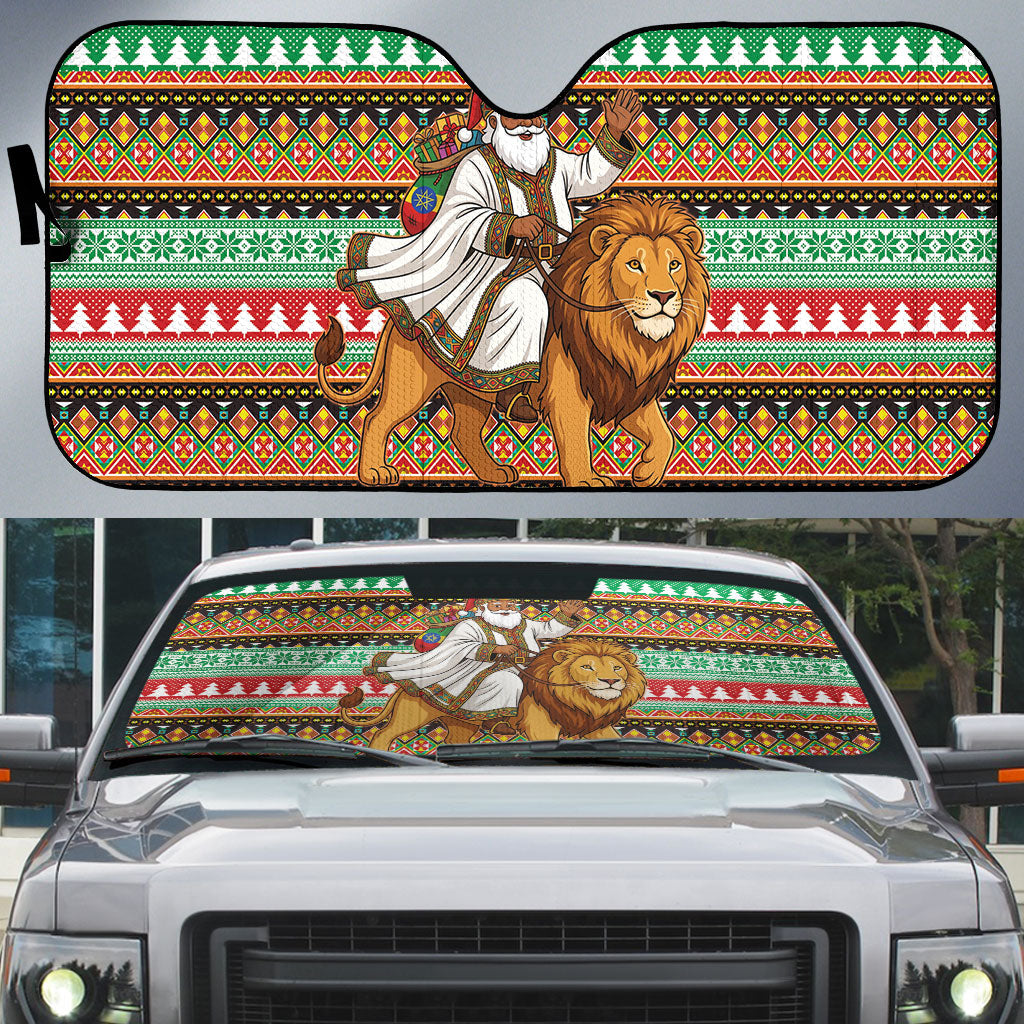 Ethiopia Christmas Santa Lion Auto Sun Shade Habesha Kemis Woven Border