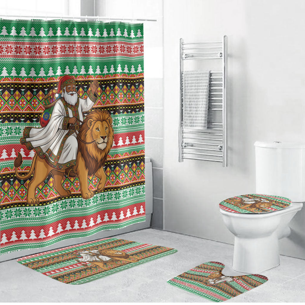 Ethiopia Christmas Santa Lion Bathroom Set Habesha Kemis Woven Border