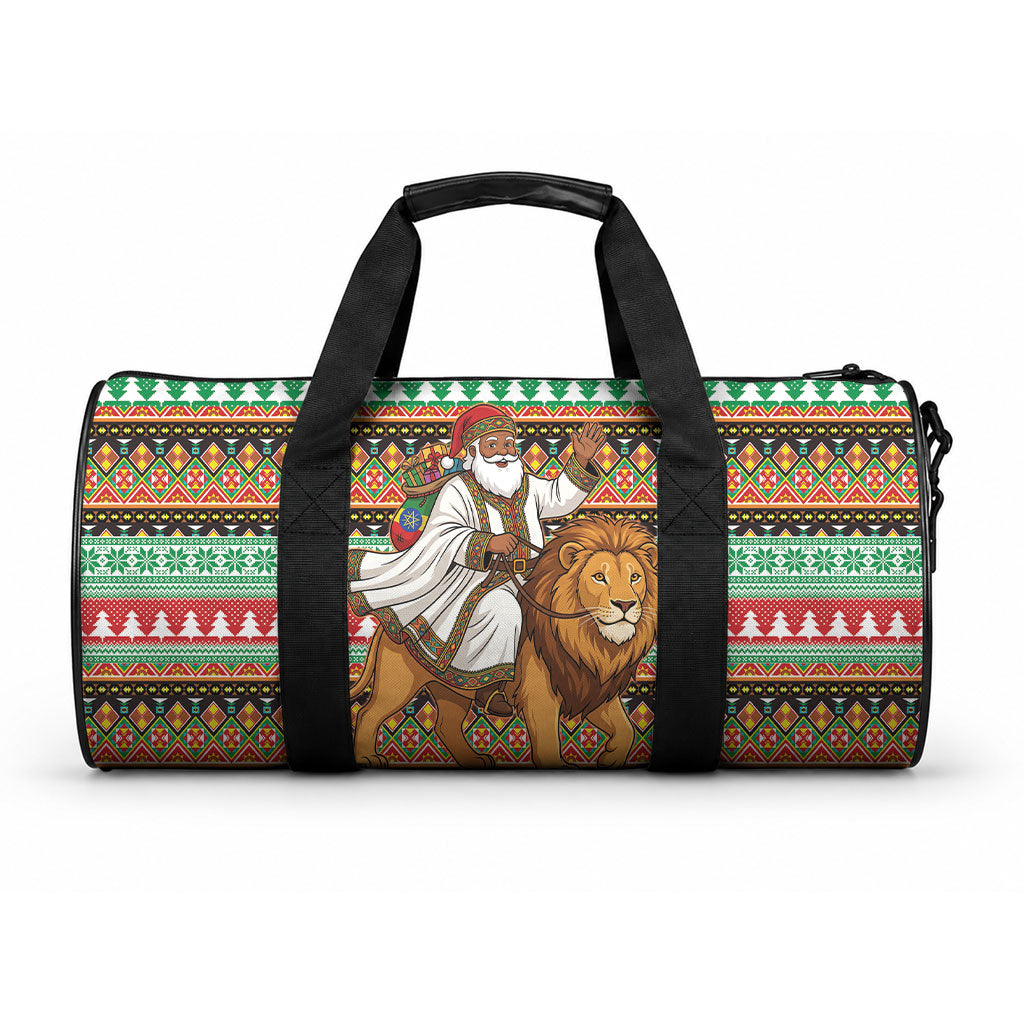 Ethiopia Christmas Santa Lion Duffle Bag Habesha Kemis Woven Border