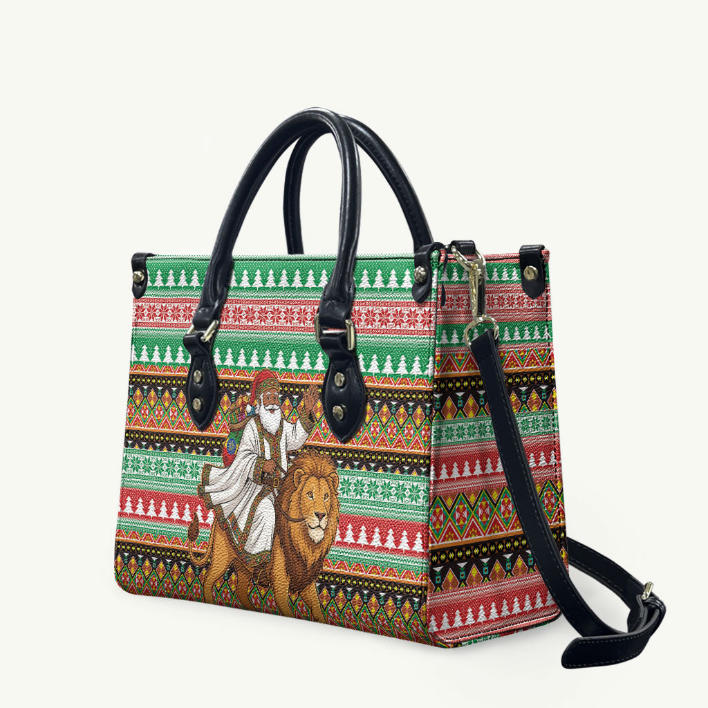 Ethiopia Christmas Santa Lion Leather Bag Habesha Kemis Woven Border