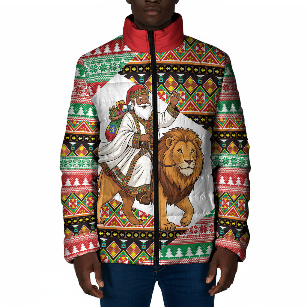 Ethiopia Christmas Santa Lion Padded Jacket Habesha Kemis Woven Border