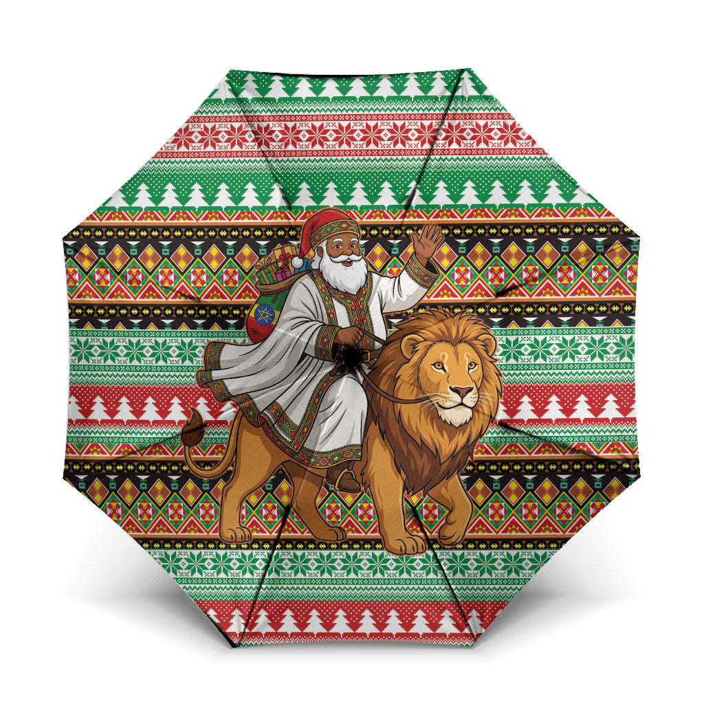 Ethiopia Christmas Santa Lion Umbrella Habesha Kemis Woven Border