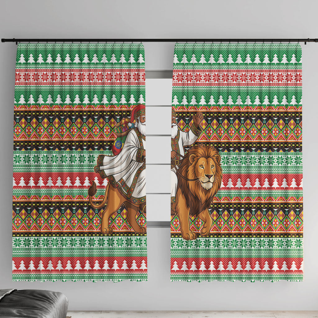 Ethiopia Christmas Santa Lion Window Curtain Habesha Kemis Woven Border