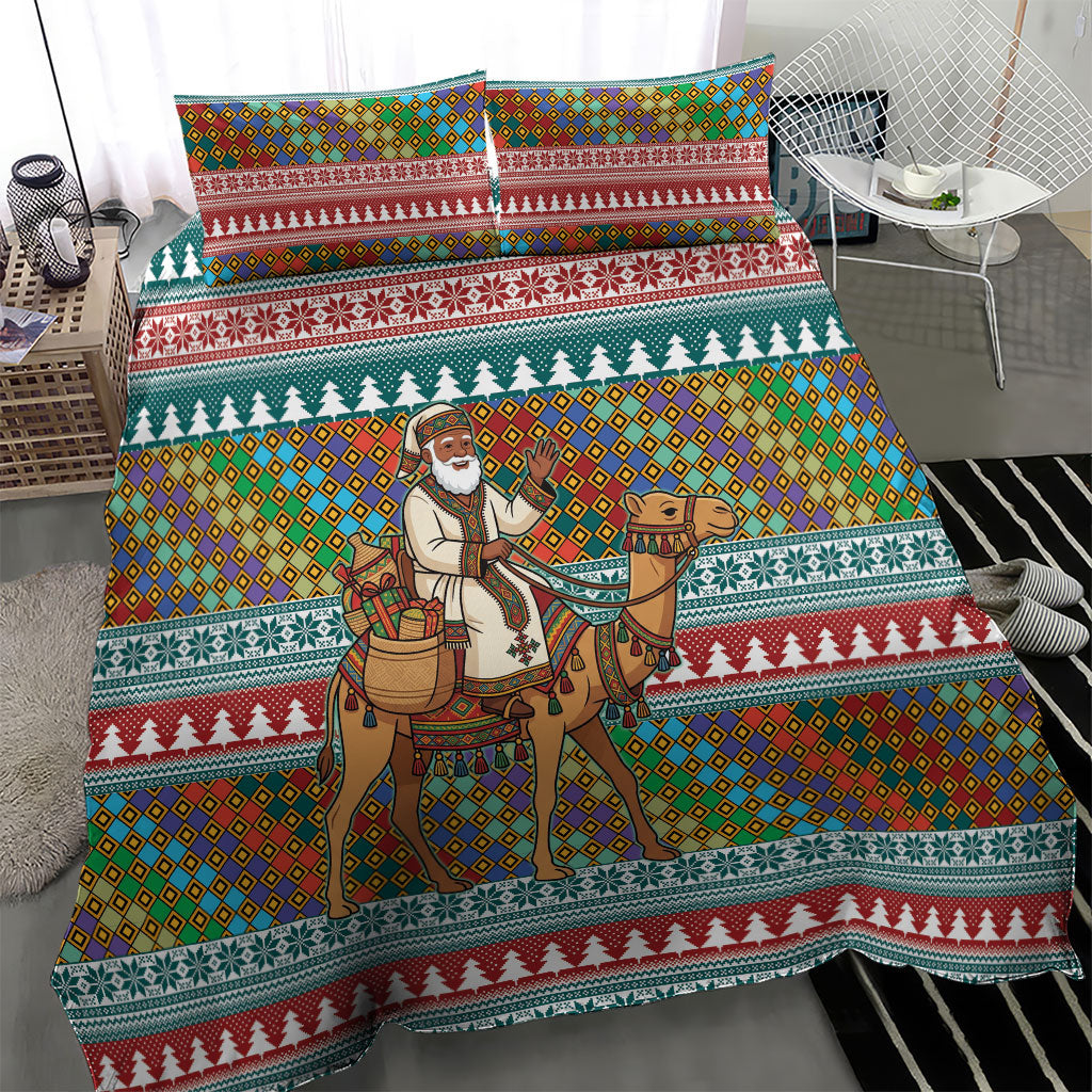 Eritrea Christmas Santa Camel Bedding Set Tigrinya Woven Textile