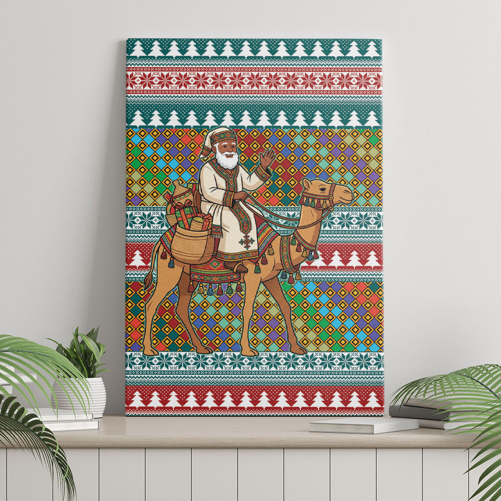 Eritrea Christmas Santa Camel Canvas Wall Art Tigrinya Woven Textile