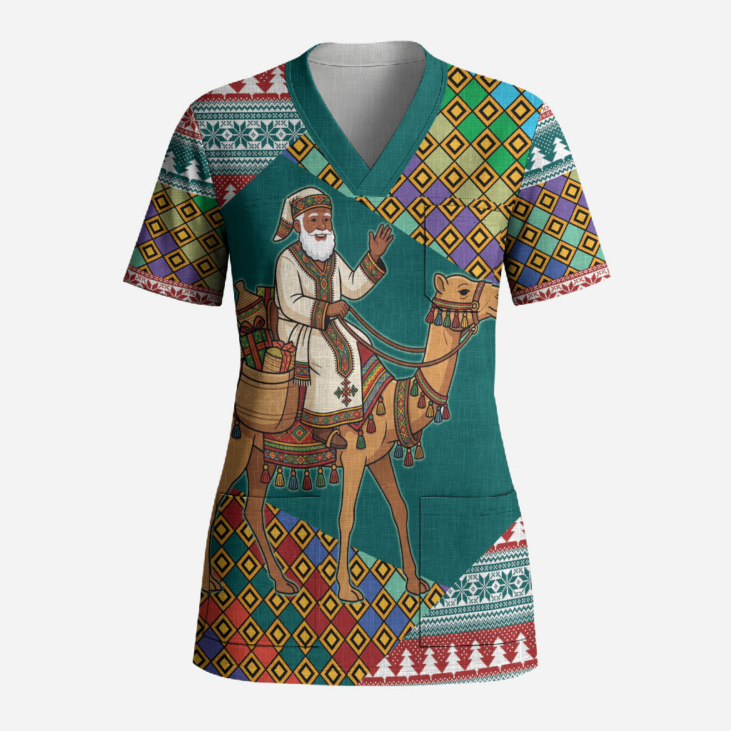 Eritrea Christmas Santa Camel Scrub Top Tigrinya Woven Textile