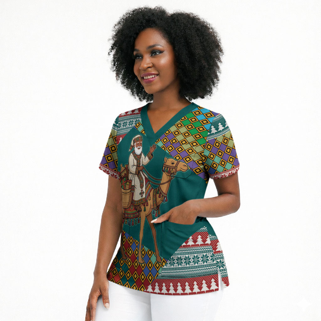 Eritrea Christmas Santa Camel Scrub Top Tigrinya Woven Textile
