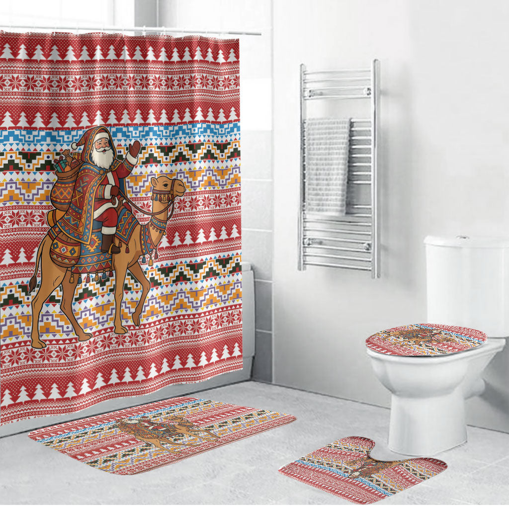 Morocco Christmas Santa Dromedary Camel Bathroom Set Berber Amazigh Geometric Motifs