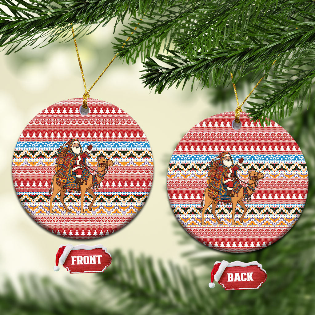 Morocco Christmas Santa Dromedary Camel Ceramic Ornament Berber Amazigh Geometric Motifs