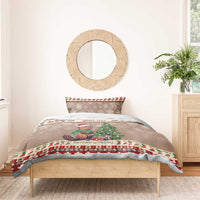 Beaver-themed bedding set with brown duvet, beaver and Christmas tree print, festive trim