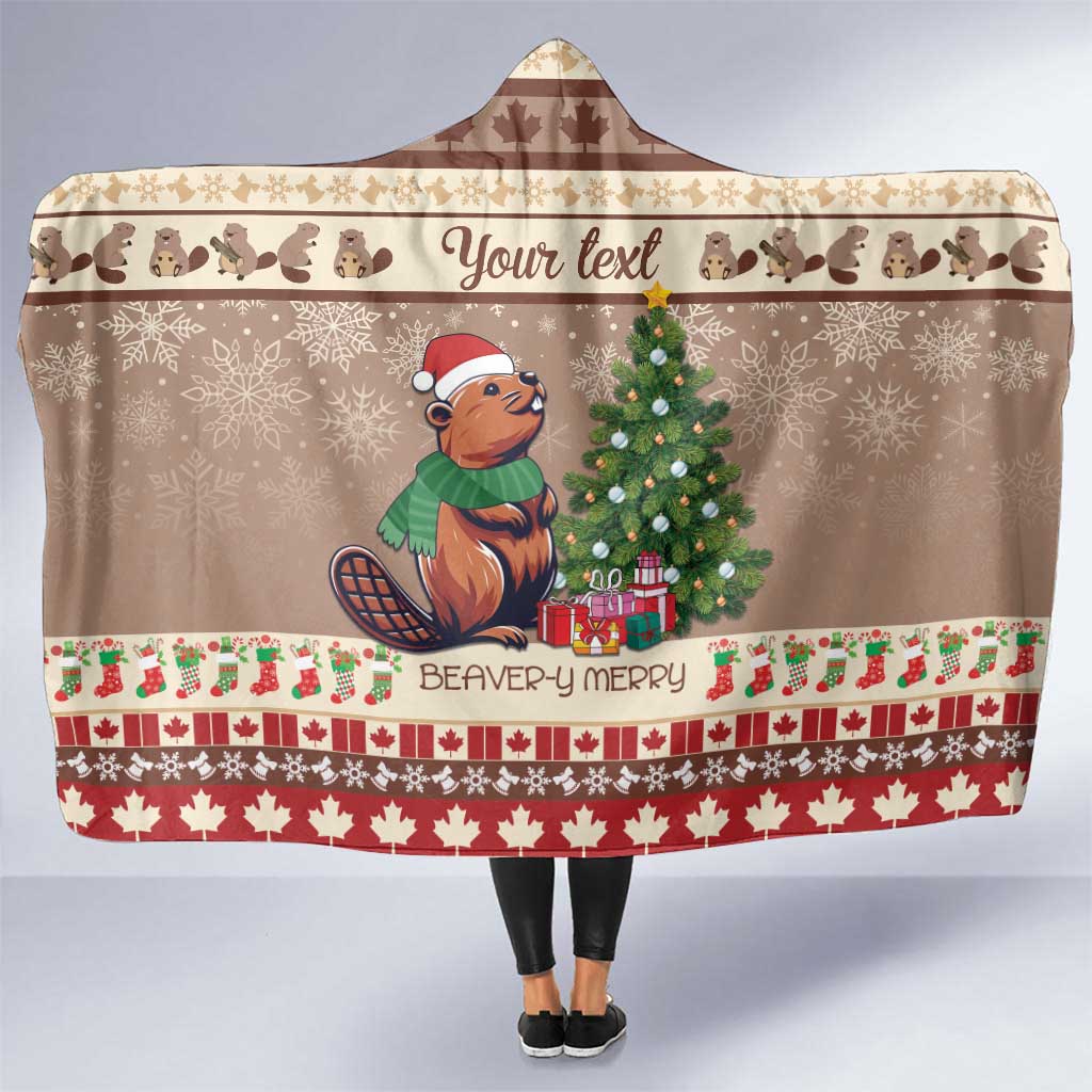 Personalized Beaver-y Merry Hooded Blanket Canada Merry Christmas Beavers