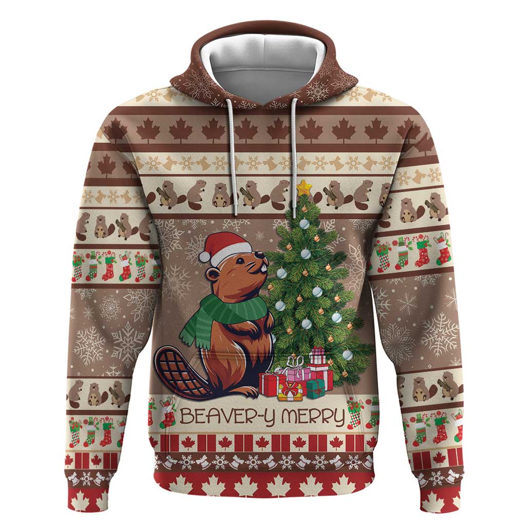 Personalized Beaver-y Merry Hoodie Canada Merry Christmas Beavers - Wonder Print Shop