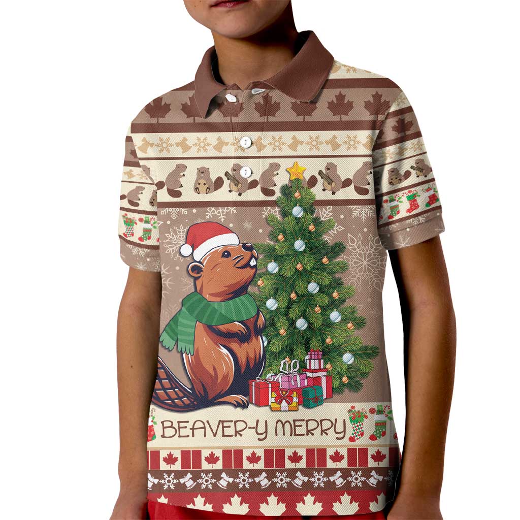 Personalized Beaver-y Merry Kid Polo Shirt Canada Merry Christmas Beavers - Wonder Print Shop