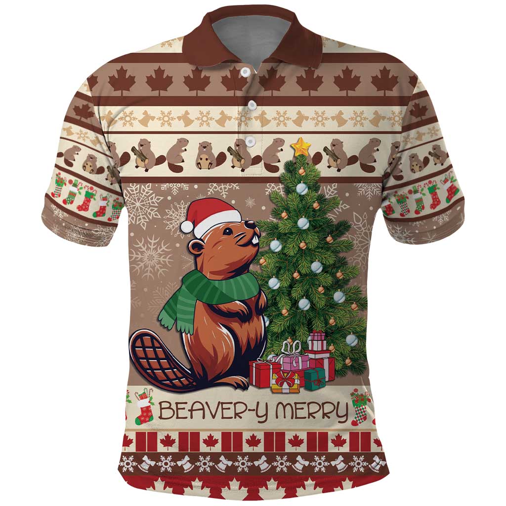 Personalized Beaver-y Merry Polo Shirt Canada Merry Christmas Beavers - Wonder Print Shop