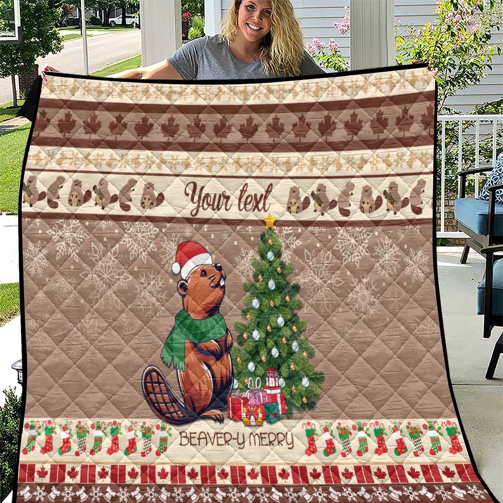 Personalized Beaver-y Merry Quilt Canada Merry Christmas Beavers