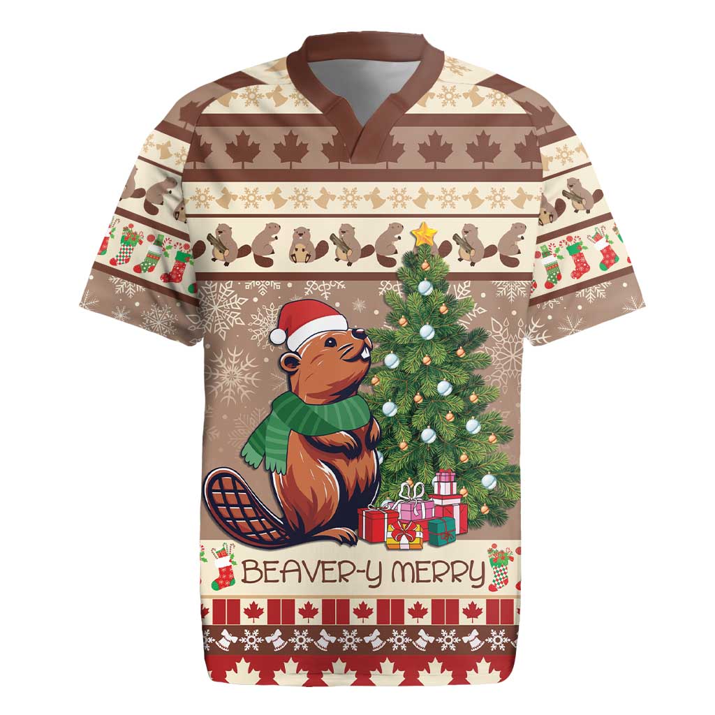 Personalized Beaver-y Merry Rugby Jersey Canada Merry Christmas Beavers