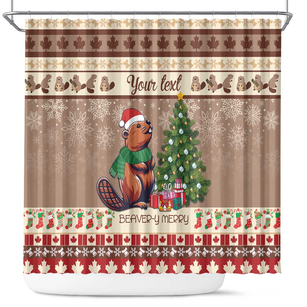 Personalized Beaver-y Merry Shower Curtain Canada Merry Christmas Beavers