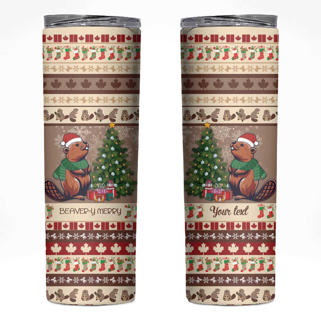 Personalized Beaver-y Merry Skinny Tumbler Canada Merry Christmas Beavers