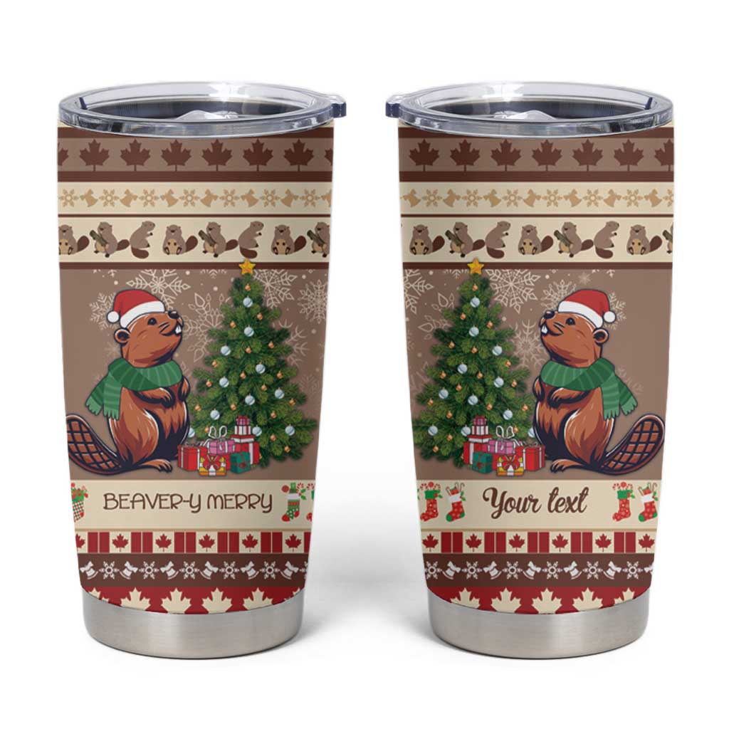 Personalized Beaver-y Merry Tumbler Cup Canada Merry Christmas Beavers