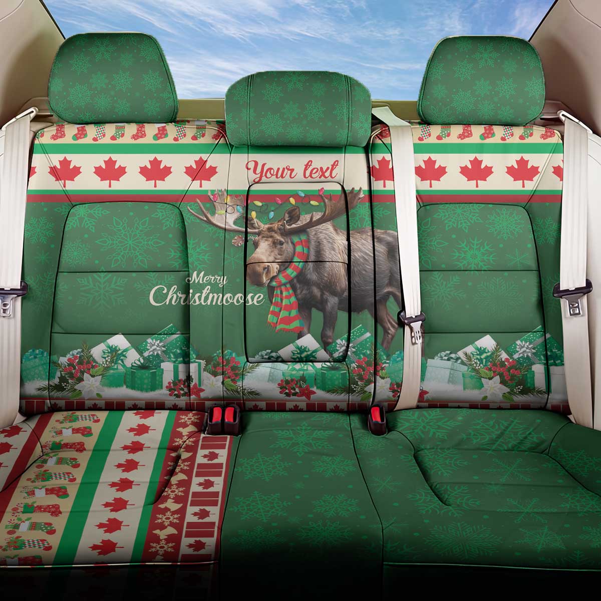 Personalized Merry Christmoose Back Car Seat Cover Canada Merry Christmas Moose LT9 - Wonder Print Shop