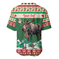 Green baseball jersey back with moose graphic and 'Your text' message