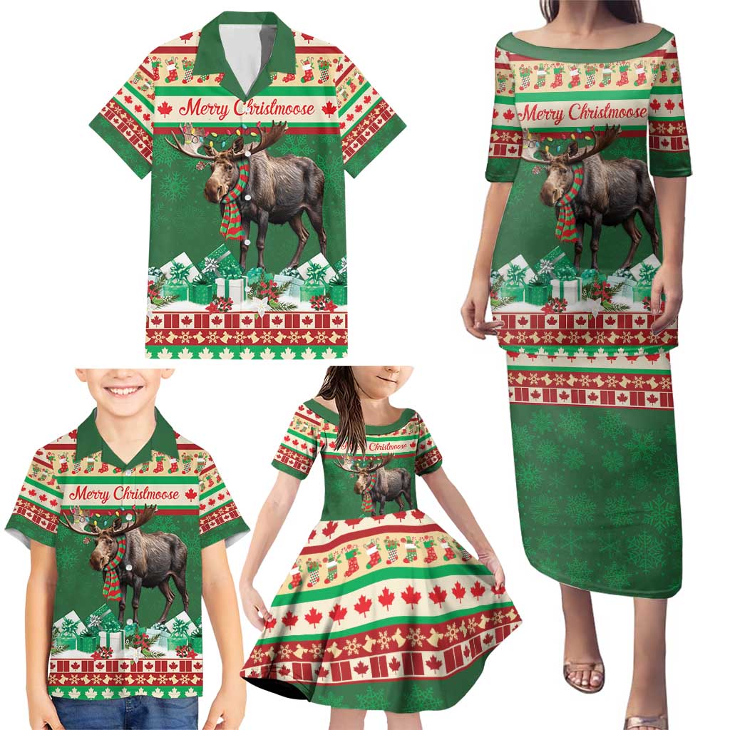 Personalized Merry Christmoose Family Matching Puletasi and Hawaiian Shirt Canada Merry Christmas Moose - Wonder Print Shop