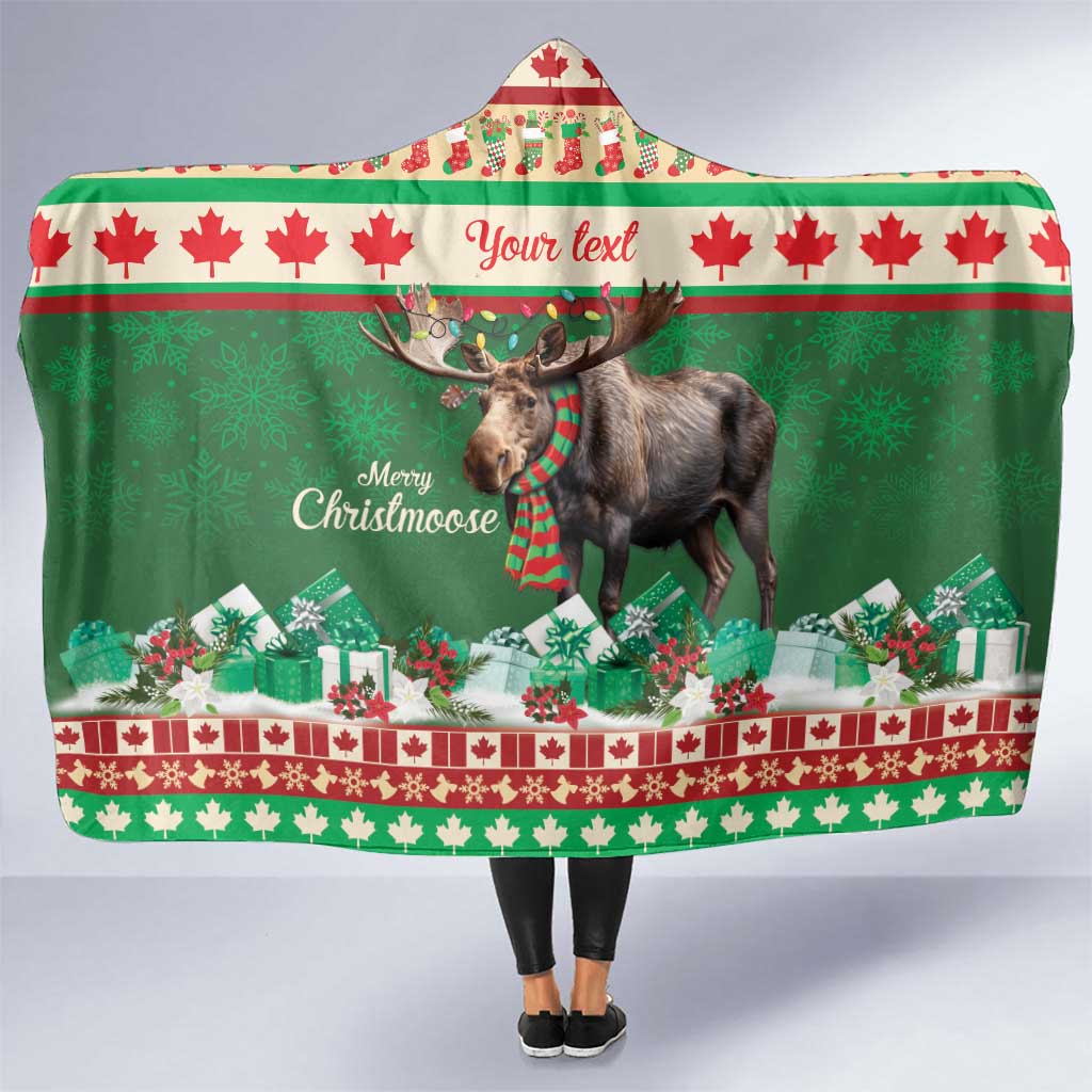 Personalized Merry Christmoose Hooded Blanket Canada Merry Christmas Moose