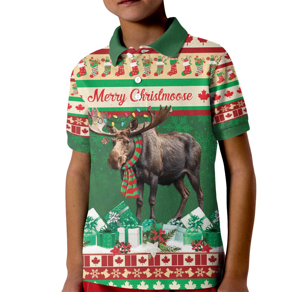 Personalized Merry Christmoose Kid Polo Shirt Canada Merry Christmas Moose - Wonder Print Shop