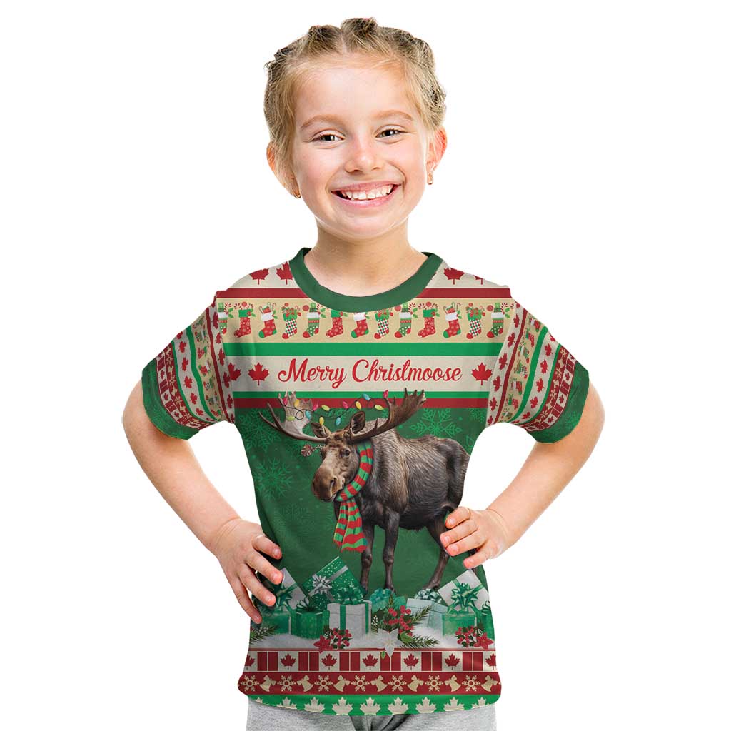 Personalized Merry Christmoose Kid T Shirt Canada Merry Christmas Moose - Wonder Print Shop