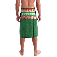 Green Christmas moose sarong with red/white top border and full back print