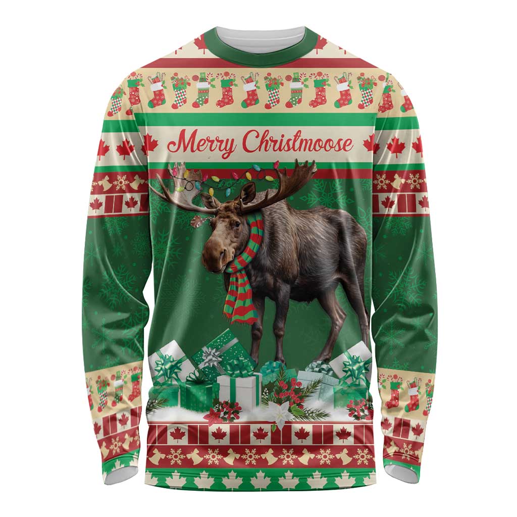 Personalized Merry Christmoose Long Sleeve Shirt Canada Merry Christmas Moose - Wonder Print Shop