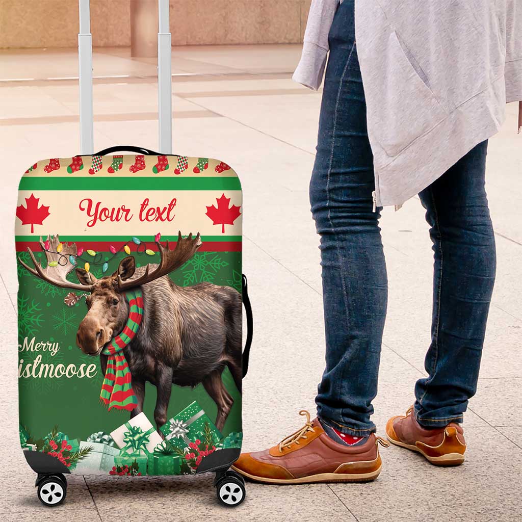 Personalized Merry Christmoose Luggage Cover Canada Merry Christmas Moose - Wonder Print Shop