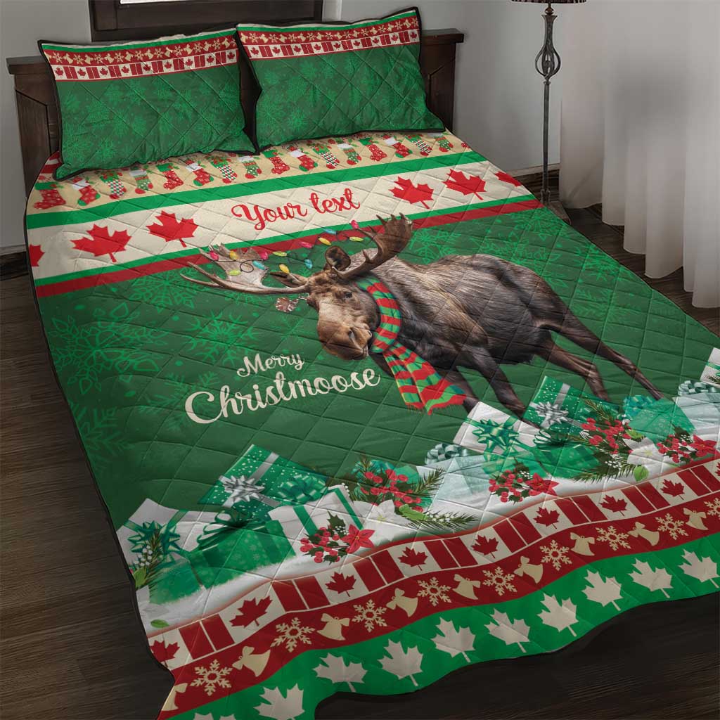 Personalized Merry Christmoose Quilt Bed Set Canada Merry Christmas Moose