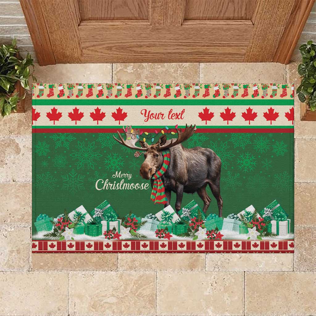 Personalized Merry Christmoose Rubber Doormat Canada Merry Christmas Moose