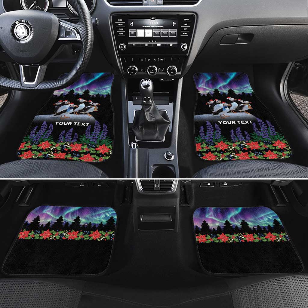 Personalized Not Now Arctic Puffin Car Mats Icelandic Christmas with Northern Lights LT9 - Wonder Print Shop