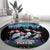 Personalized Not Now Arctic Puffin Round Carpet Icelandic Christmas with Northern Lights